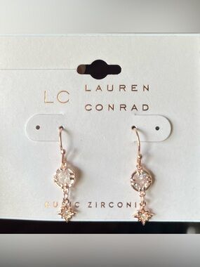 Kohl's LC Lauren Conrad Rose Gold Dangle Earrings with Sparkling Stones